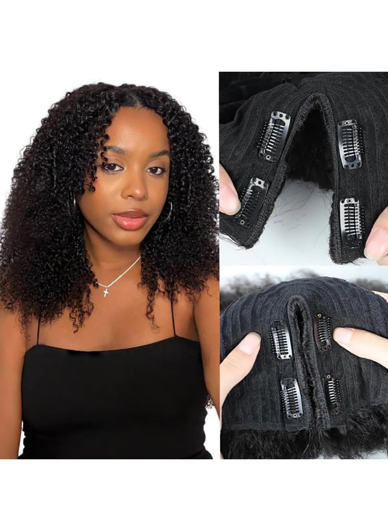 ISEE ISEE V Part Wig Human Hair Kinky Curly for Black Women Wigs Human Hair Glueless V Part Human Hair Glueless Wig With Elastic Drawstring Kinky Curly Human Hair Wig Beginner Friendly 20 inch 