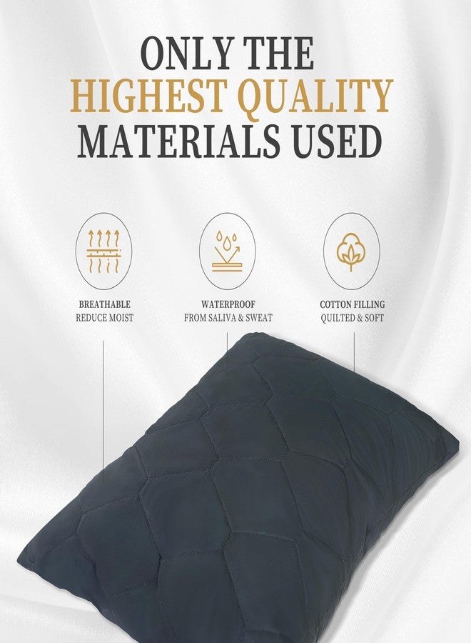 Safe and Sound 2 Pack Pillow Protector, Standard Size Zipper Waterproof Pillow Encasement, Breathable Soft Quiet Quilted Pillow Protector (20x26 Inches, Grey) - Image 4