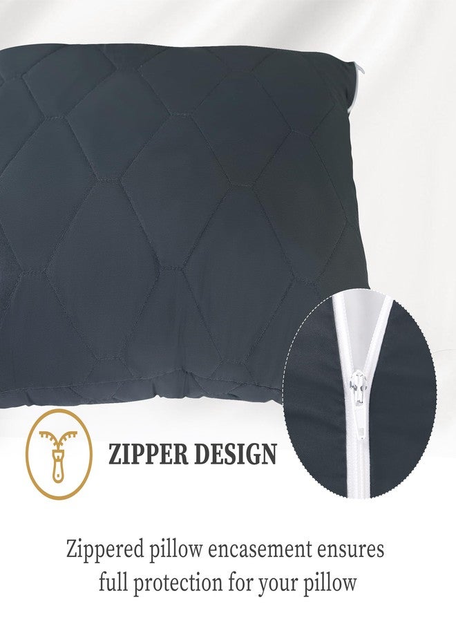 Safe and Sound 2 Pack Pillow Protector, Standard Size Zipper Waterproof Pillow Encasement, Breathable Soft Quiet Quilted Pillow Protector (20x26 Inches, Grey) - Image 5