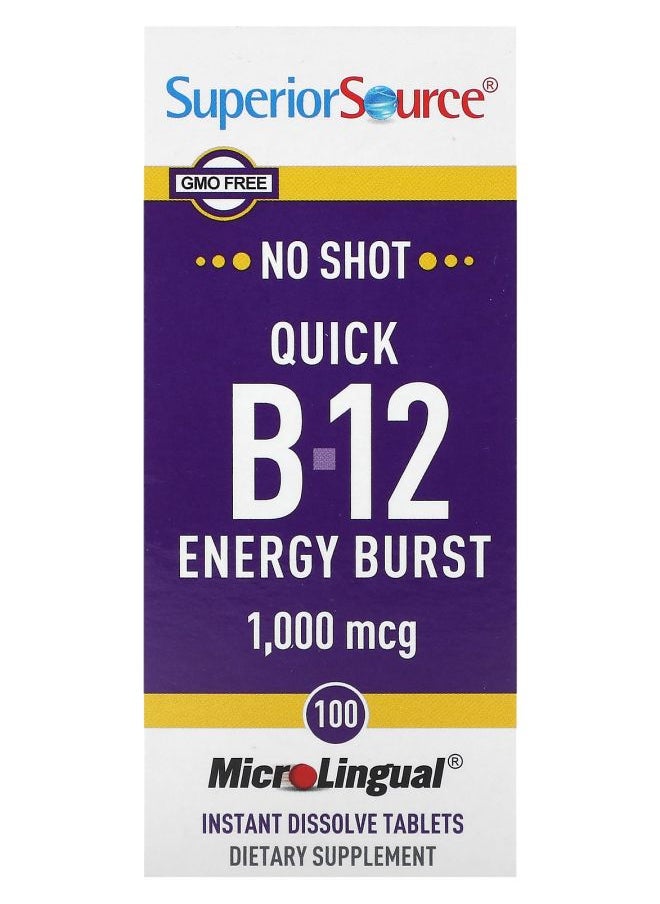 Superior Source Quick B-12 Energy Burst 1000 mcg 100 MicroLingual Instant Dissolve Tablets 