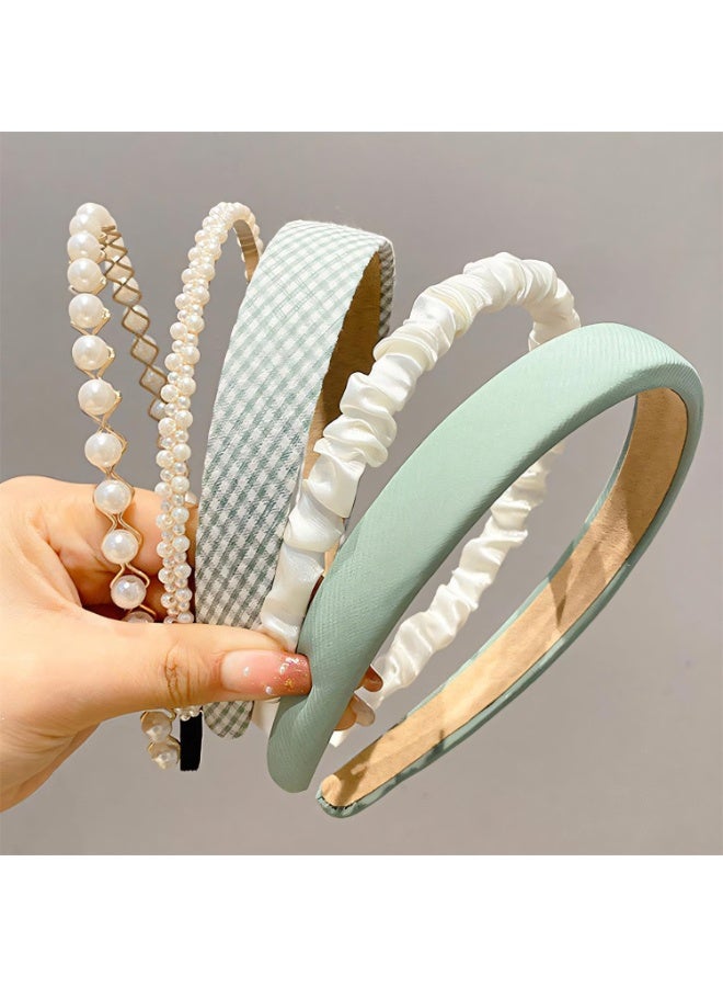 Bluejw Fashion Headbands for Women Girls Headbands Set, 6 pcs Pearl Headband Floral Head bands Padded Headbands for Women Vintage Wide Headband - Image 1