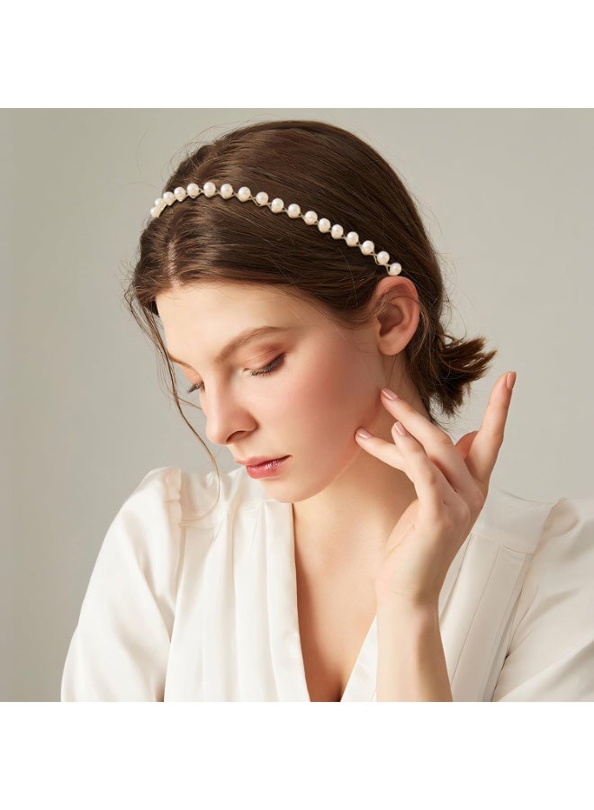 Bluejw Fashion Headbands for Women Girls Headbands Set, 6 pcs Pearl Headband Floral Head bands Padded Headbands for Women Vintage Wide Headband - Image 3
