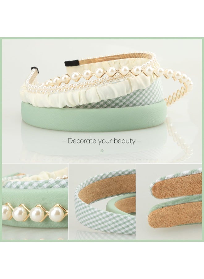 Bluejw Fashion Headbands for Women Girls Headbands Set, 6 pcs Pearl Headband Floral Head bands Padded Headbands for Women Vintage Wide Headband - Image 2
