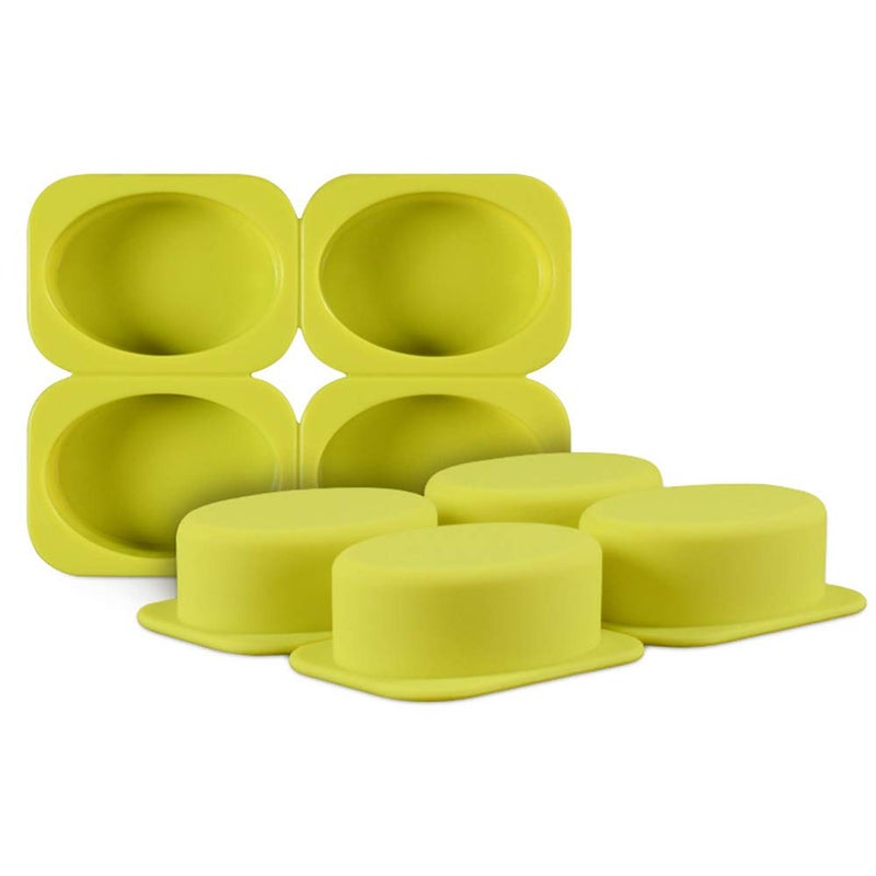 QELEG 2 Pcs 4 Cell Sponge Oval Soap Molds Silicone Soap Mold Cake Bar DIY Handmade Soap Molds Baking Tray (Oval) - Image 1