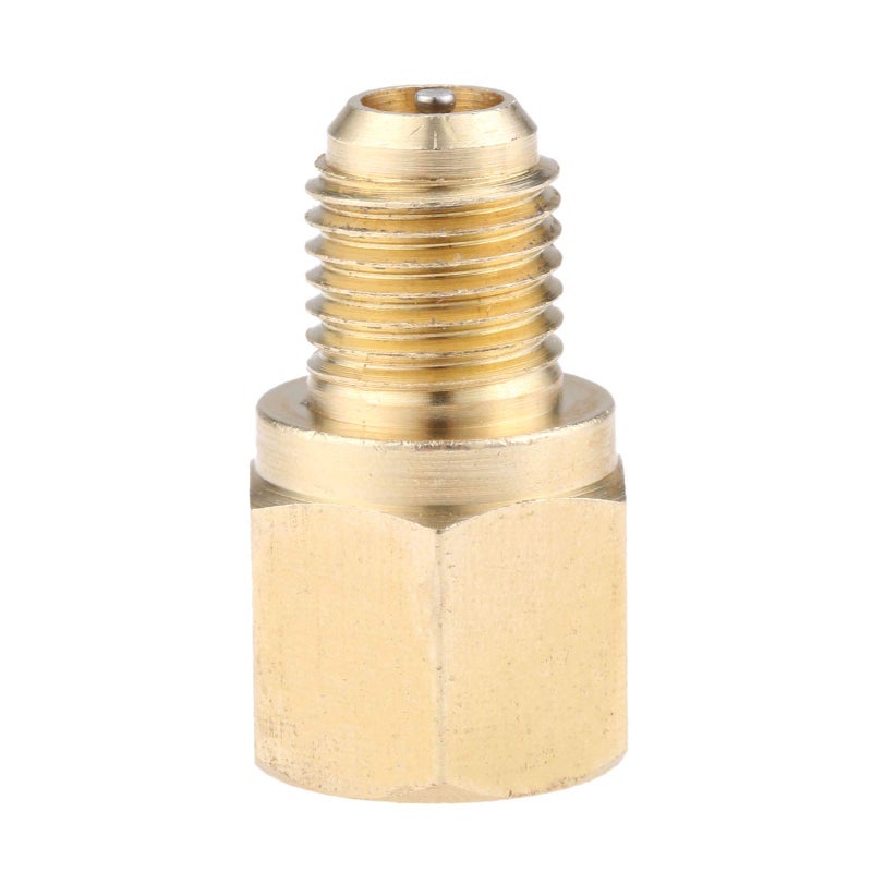 Aupoko R134A Refrigerant Tank Adapter 14 Male to 12 Female R134A Brass Vacuum Pump Adapter with AC Fitting Valve Core