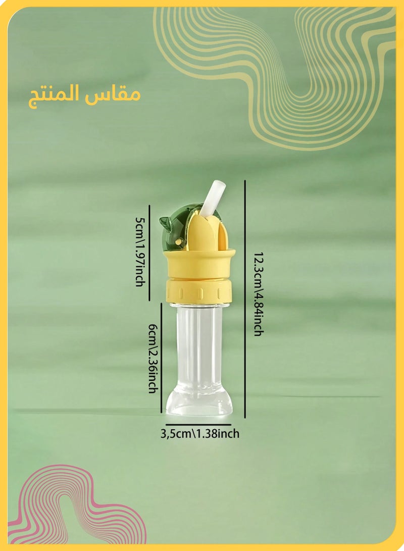 She&Little 2-in-1 orange & green straw cap for water bottles, anti-choking spill-proof twist lid, portable and safe hydration tool for kids and adults, fits most bottled drinks - Image 3