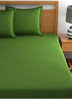 MAXQON Fitted Elastic Bedsheet Set With Pillow Covers, King/Queen/Double/Single Sizes, Color Olive  - Image 2