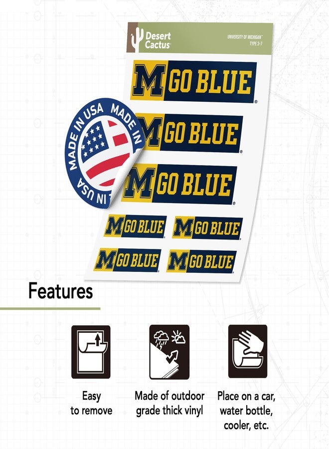 Desert Cactus University of Michigan Sticker Michigan Wolverines Vinyl Decal Laptop Water Bottle Car Scrapbook Sheet (Type 3-7) - Image 3