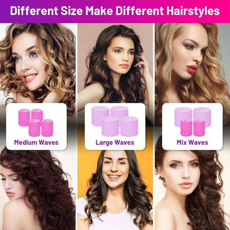 SIYAA Hair Curlers Rollers,6Pcs Jumbo Big Hair Rollers Set Hair Curlers Self Grip Holding Rollers with Stainless Steel - Image 3