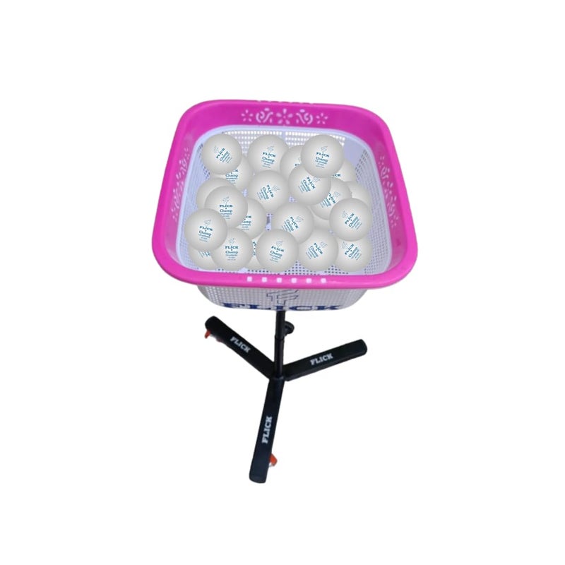 FLICK Table Tennis Trolley - Storage System for Multi Ball Practice Sessions, Portable Ball Storage Organizer- (Basket Colour May Very) - Image 2