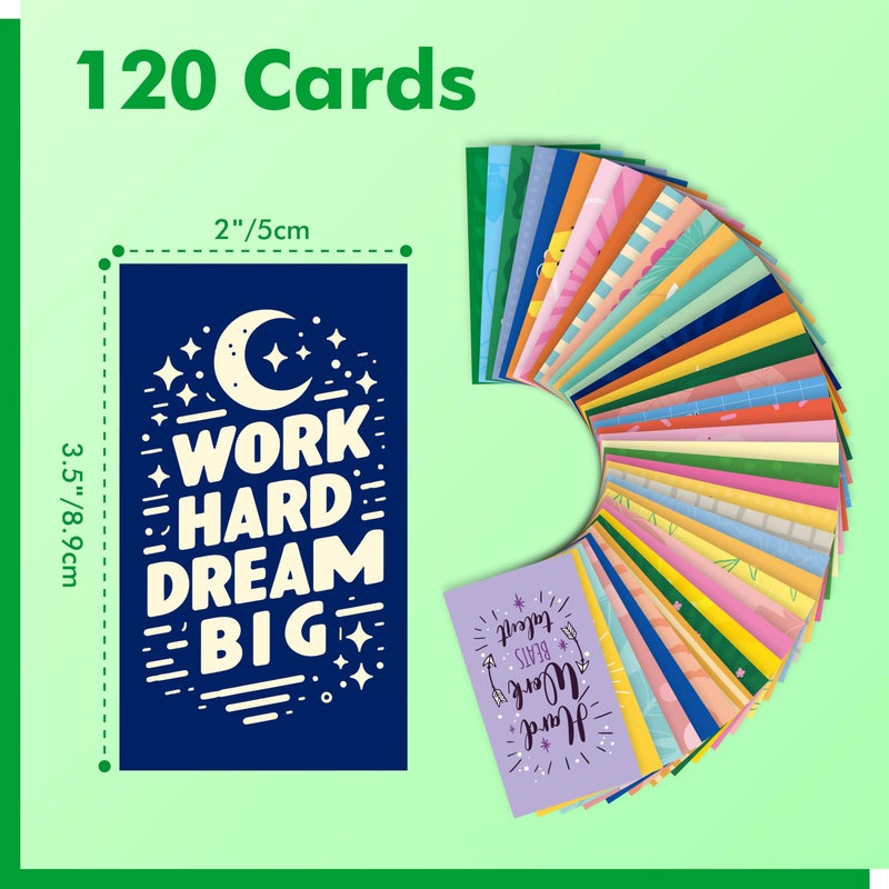 Gethelud 120 PCS Motivational Cards, 60 Designs Inspirational Cards with PET Film, Affirmation Words for Primary Middle High Reading Students, Book Lovers (2â€ x 3.5â€) - Image 2