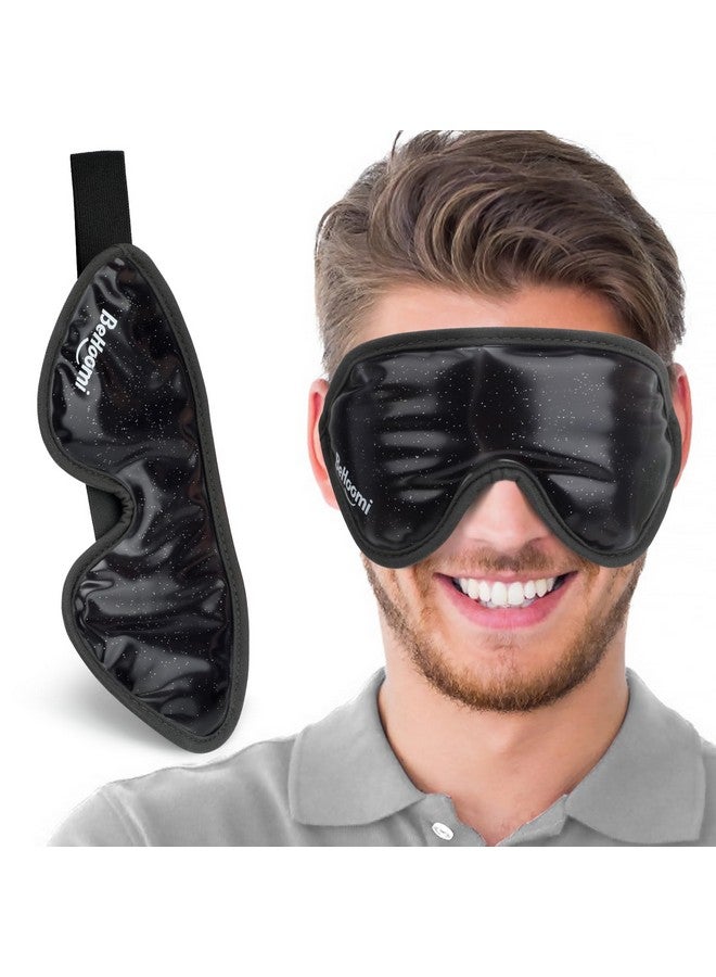 BeHoomi Cooling Eye Mask Gel Eye Mask Cold Eye Ice Pack Reusable Ice Mask Cool Relaxation No Freeze Comfort Snug Fit Cold Eye Compress For Home Spa Office Morning Refreshment Black  - Image 1