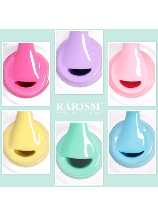 RARJSM Cotton Candy Gel Nail Polish Kit, Pastel Gel Polish Macaron Colors Collection Pink Purple Yellow Green Blue Nail Polish Set, 6PCS 7.5ML Spring Summer Color Gel Nail Polish,Curing Required - Image 2