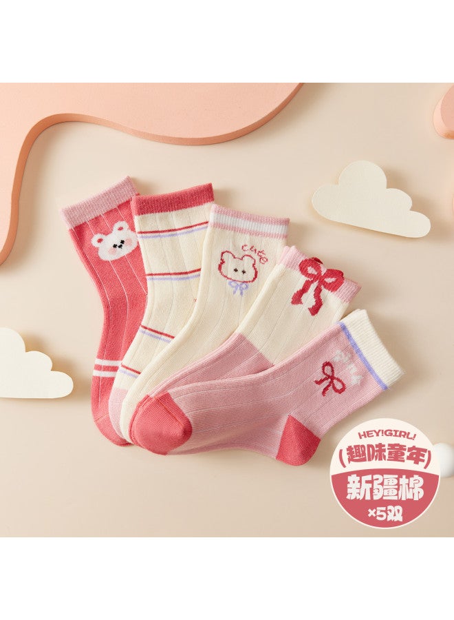 Fenton Cartoon Cute Mid-large Kids/teens Student Socks - Girls' Spring/autumn Cotton Socks For Children & Girls - Image 2