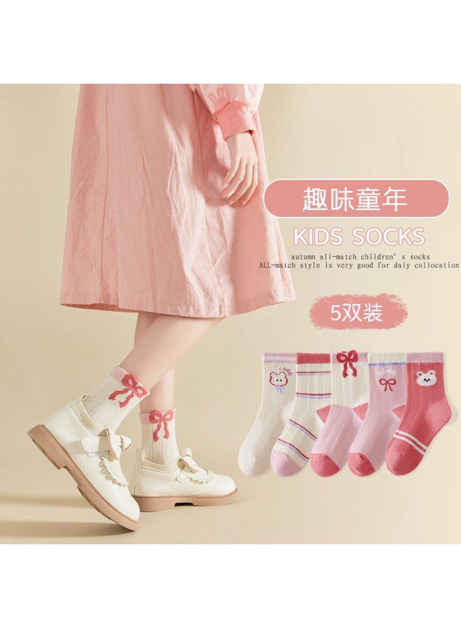 Fenton Cartoon Cute Mid-large Kids/teens Student Socks - Girls' Spring/autumn Cotton Socks For Children & Girls - Image 4