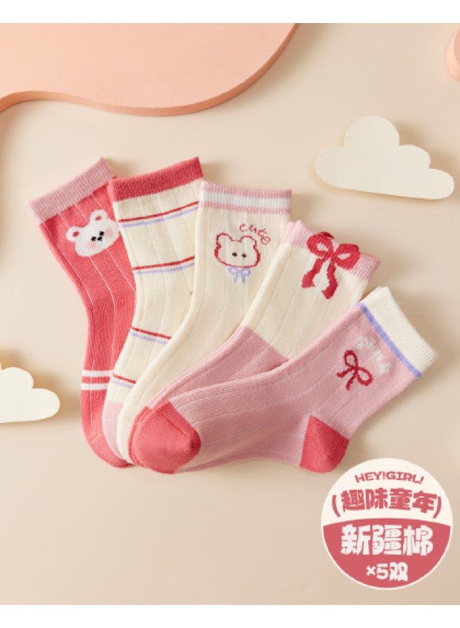 Fenton Cartoon Cute Mid-large Kids/teens Student Socks - Girls' Spring/autumn Cotton Socks For Children & Girls - Image 1