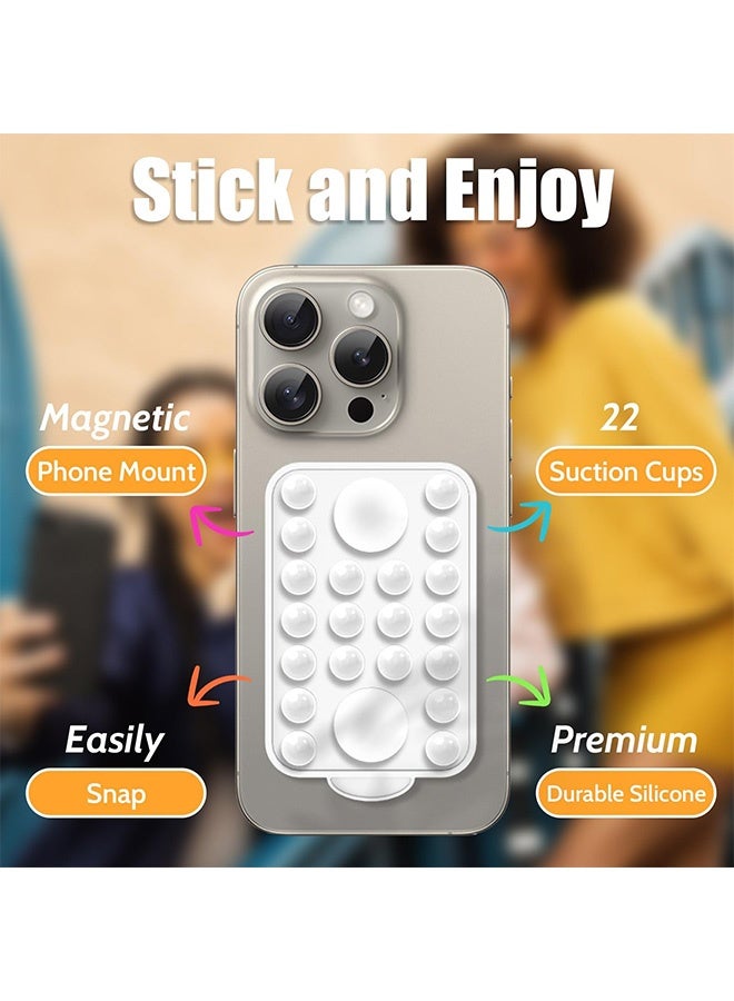 Peachjoy Suction Cup Phone Mount for Mag-Safe, Magnetic Suction Cup, for Shower Wall Cell Videos Selfies Creator Sharer, TikTok Videos and Selfies, Mirror Shower Phone Holder - Image 2