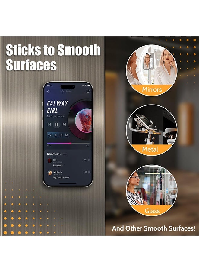 Peachjoy Suction Cup Phone Mount for Mag-Safe, Magnetic Suction Cup, for Shower Wall Cell Videos Selfies Creator Sharer, TikTok Videos and Selfies, Mirror Shower Phone Holder - Image 5