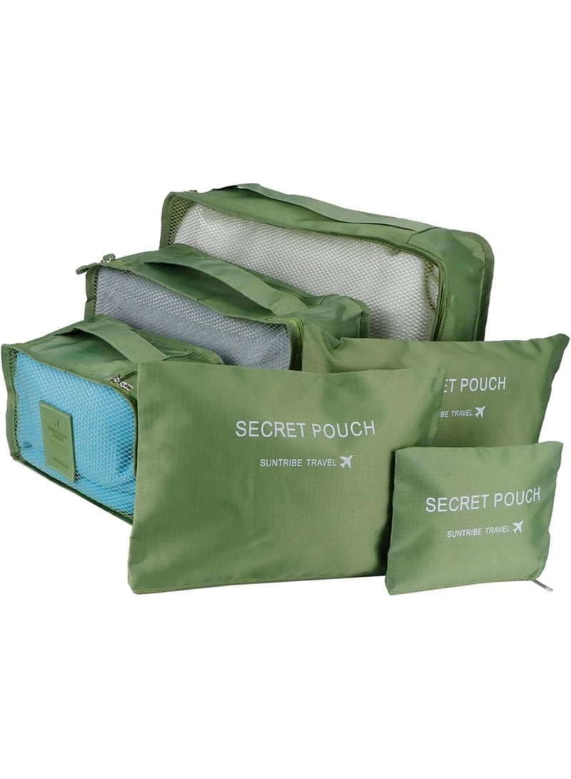 SOLARAE Packing Cubes for Suitcases, 6 Pieces Travel Storage Bag Luggage, Packing Cubes for Backpack, Organiser Bag, Compression Pouches Clothes Suitcase, Packing Organizers, Travel Accessories, Green - Image 1