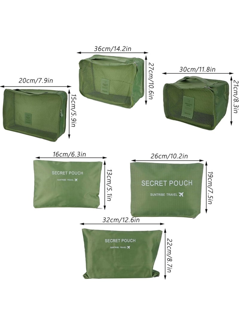 SOLARAE Packing Cubes for Suitcases, 6 Pieces Travel Storage Bag Luggage, Packing Cubes for Backpack, Organiser Bag, Compression Pouches Clothes Suitcase, Packing Organizers, Travel Accessories, Green - Image 5