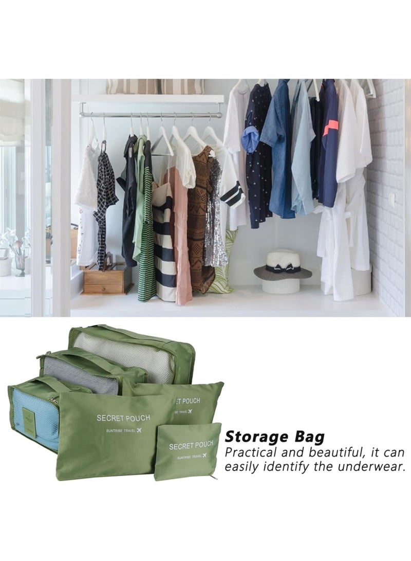 SOLARAE Packing Cubes for Suitcases, 6 Pieces Travel Storage Bag Luggage, Packing Cubes for Backpack, Organiser Bag, Compression Pouches Clothes Suitcase, Packing Organizers, Travel Accessories, Green - Image 3