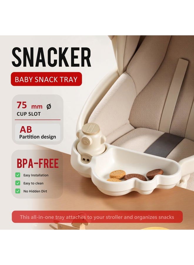 Li & Zhao Universal Stroller Snack Tray Attachment - Universal Snack Tray for Cloud Cup Holder Attachment Plastic Accessories for Baby,Toddler(Beige) - Image 2