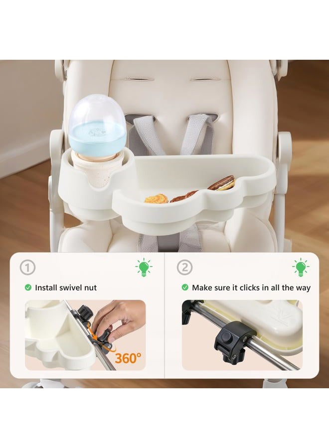 Li & Zhao Universal Stroller Snack Tray Attachment - Universal Snack Tray for Cloud Cup Holder Attachment Plastic Accessories for Baby,Toddler(Beige) - Image 3