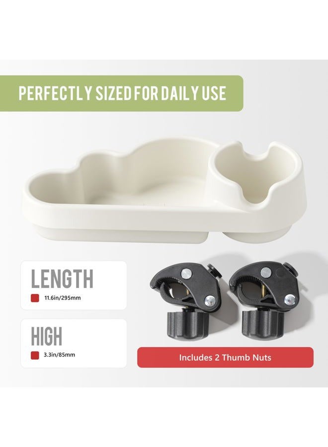 Li & Zhao Universal Stroller Snack Tray Attachment - Universal Snack Tray for Cloud Cup Holder Attachment Plastic Accessories for Baby,Toddler(Beige) - Image 4