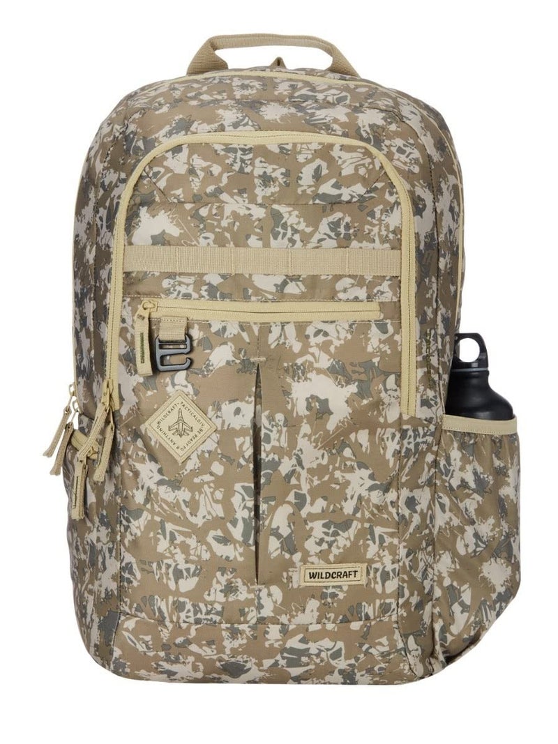 Wildcraft Safara Tactical 1 29L 3 Compartment Laptop Backpack with Rain Cover (12963) (Desert Camo 3), Khaki - Image 1