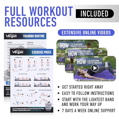 Vergali Resistance Bands for Working Out with Workout Bands Guide. 4 Booty Bands for Women Men Fabric Elastic Bands for Exercise Bands Resistance Bands for Legs Bands for Working Out Hip Thigh Glute Bands Set - Image 4