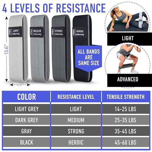 Vergali Resistance Bands for Working Out with Workout Bands Guide. 4 Booty Bands for Women Men Fabric Elastic Bands for Exercise Bands Resistance Bands for Legs Bands for Working Out Hip Thigh Glute Bands Set - Image 3