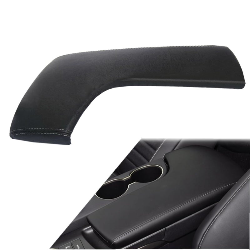 NLQR Center Console Lid Cover Replacement armrest Cover Microfiber Leather Black with White Stitch Compatible with Lexus IS200 IS250 IS300 IS350 20142017
