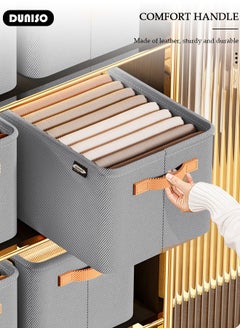 DUNISO 3 Pieces Foldable Closet Storage Organizer, Washable Closet Storage Boxes with Carrying Handles, Stackable Wardrobe Clothes Organizer, Closet Storage Basket, Cube Storage Bin for Clothes Wardrobe Home Bedroom Office  - Image 3
