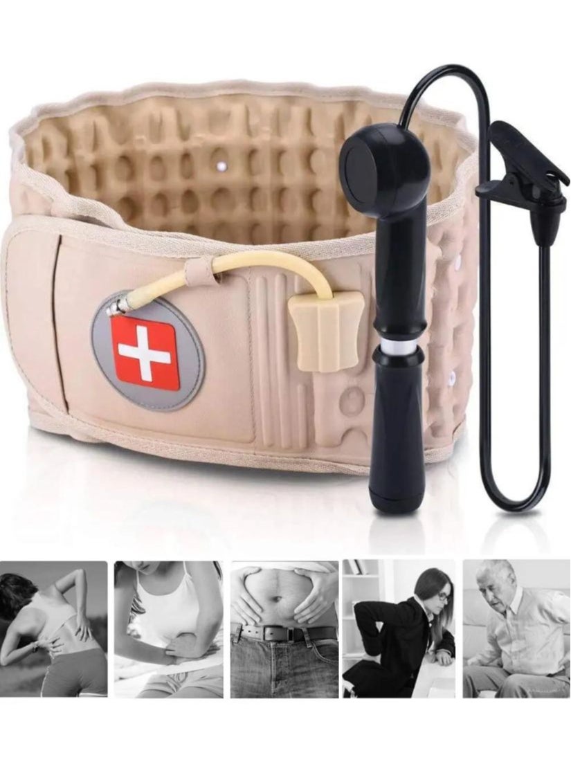 Back Decompression Belt Back Support Belt Lumbar Support Massage Air Traction Belt With Extended Pad, Fits 26-43 Inches Waist 