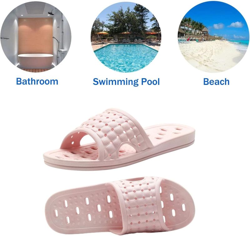 Quick Drying Slippers 38-39 Pink - Anti-Slip Comfortable Shower Slippers for Bathroom Gym Pool Dorm Spa Beach - Image 5