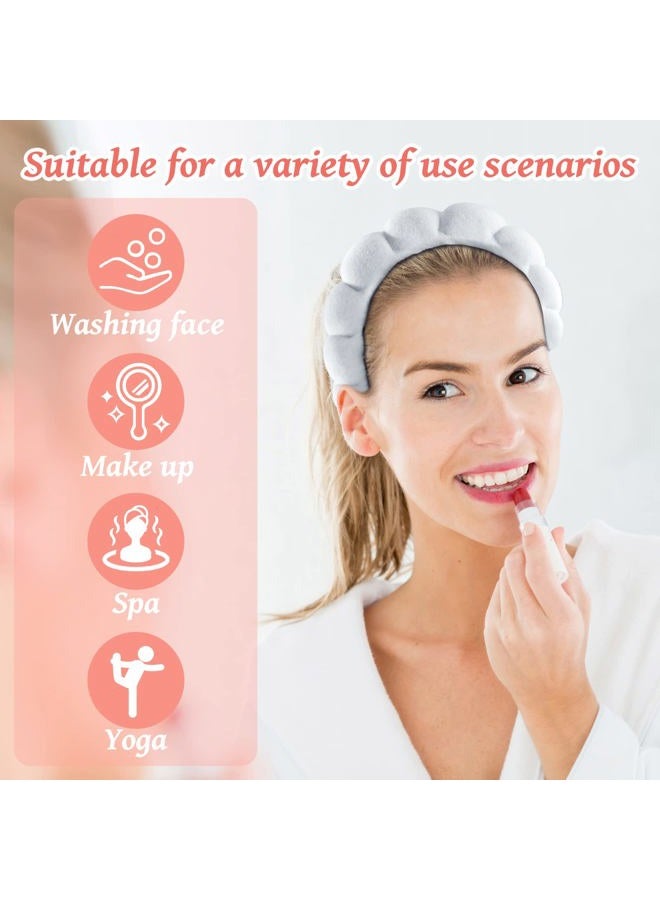 WSICSE Spa Headband for Washing Face, Sponge Skincare Headband and Wrist Washband Set White Makeup Headband for Valentine's Day Bridesmaids Gifts - Image 4