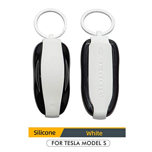 Tesla Gear Silicon Key Fob Cover Keychain Replacement for Tesla Model S (White) - Image 2
