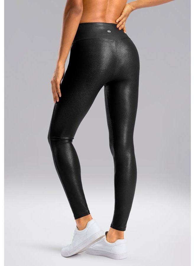 SANTINY Women's Faux Leather Leggings 25''/27''/29''-High Waisted Stretch Leather Pants Pleather Tights for Women（Black06_29XXL） Black - Image 2
