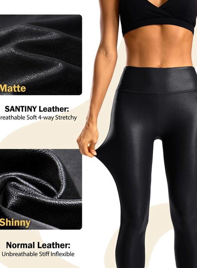 SANTINY Women's Faux Leather Leggings 25''/27''/29''-High Waisted Stretch Leather Pants Pleather Tights for Women（Black06_29XXL） Black - Image 5