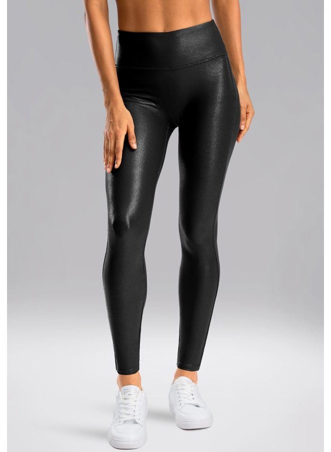 SANTINY Women's Faux Leather Leggings 25''/27''/29''-High Waisted Stretch Leather Pants Pleather Tights for Women（Black06_29XXL） Black - Image 3