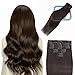 LORIEN Clip in Hair Extensions Real Human Hair, Clip in 100% Brazilian Remy Human Hair Extensions 8pcs Per Set with 18 Clips Double Weft, 20 Inch 105g, 2 Darkest Brown - Image 2