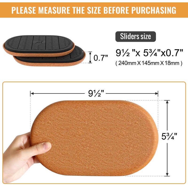 TOMHUA Felt Furniture Sliders For Hardwood Floors Large 4 Pcs 9-1/2 Inch X 5-3/4 Inch Oval Reusable Furniture Slider With Extra Thick Design - Heavy-Duty Furniture Movers - Felt Sliders Effortless Moving - Image 4