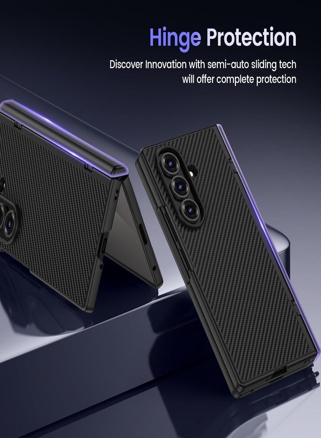 VEGO for Galaxy Z Fold 7 Case with Belt Clip [Compatible with Magsafe] Screen Protector & Hinge Protection Full-Body Shockproof Carbon-Fibre Hard PC Protective Magnet Case for Samsung Z Fold 7 Black - Image 4