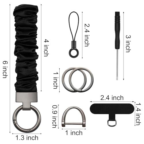 Tsocent Wristlet Keychain, Stretchy Key Chain Bracelet for Car Keys, Cute Key Lanyard with Phone Tether for Women Men (Black) - Image 4