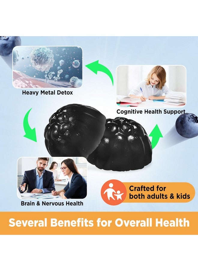 Hollegend جومي زيو لايت ديتوكس للأطفال مع الفحم النشط، زيو لايت كلينوبتيلوليت مع فيتامين ب12 و د3 للأطفال والبالغين، مكمل زيو لايت القابل للمضغ لدعم الجهاز الهضمي والمناعة، بنكهة التوت الأزرق، 60 حبة - Image 4