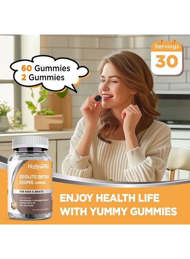 Hollegend جومي زيو لايت ديتوكس للأطفال مع الفحم النشط، زيو لايت كلينوبتيلوليت مع فيتامين ب12 و د3 للأطفال والبالغين، مكمل زيو لايت القابل للمضغ لدعم الجهاز الهضمي والمناعة، بنكهة التوت الأزرق، 60 حبة - Image 5