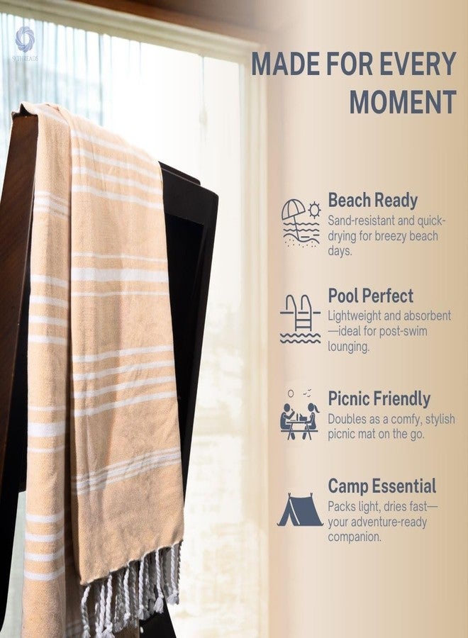9Threads Cotton Turkish Beach Towel with Towels Oversized 36"x72" Pool Absorbent Extra Large Quick Dry Sand Travel Towel (Desert Sand, 4 Pack) - Image 3