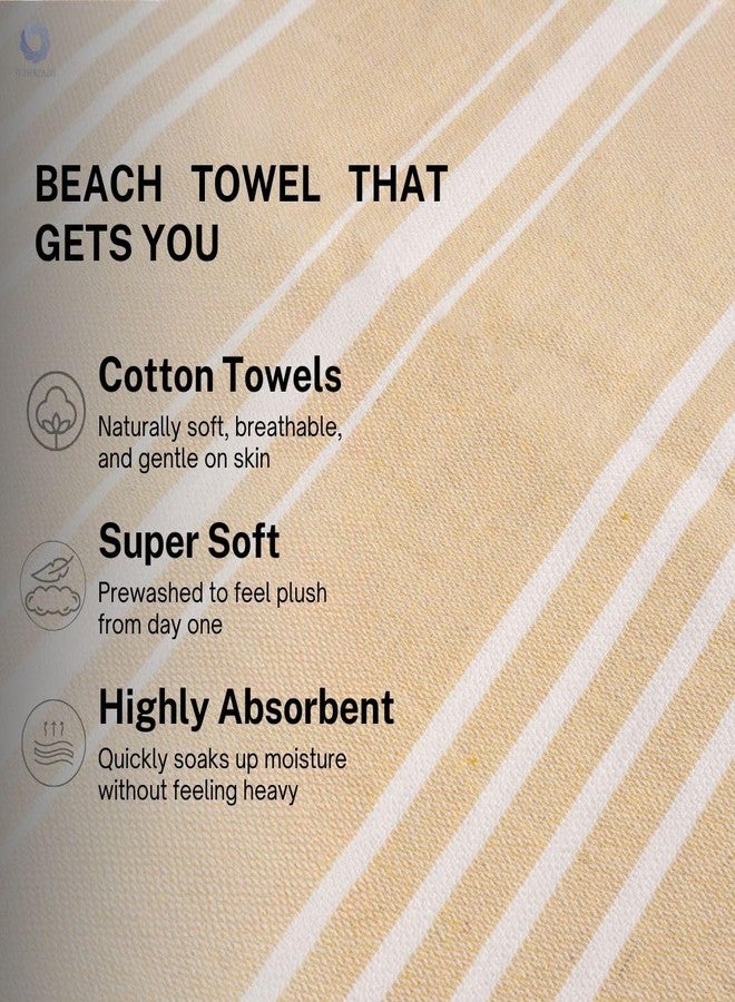 9Threads Cotton Turkish Beach Towel with Towels Oversized 36"x72" Pool Absorbent Extra Large Quick Dry Sand Travel Towel (Desert Sand, 4 Pack) - Image 2