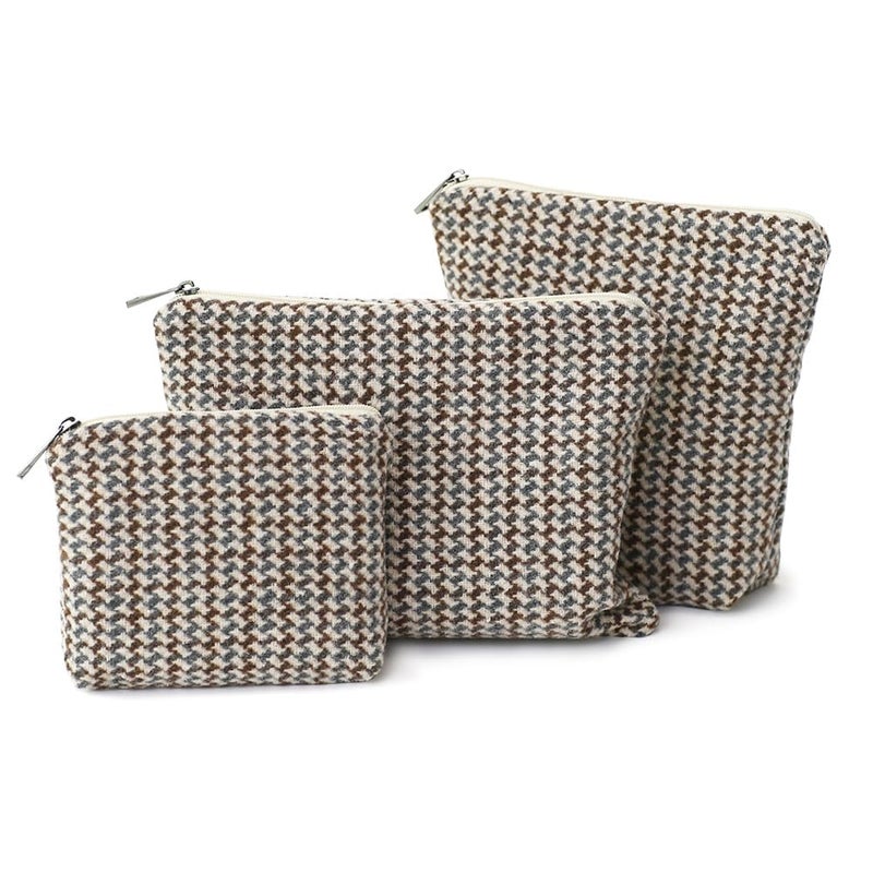 BBORGDC Small Cosmetic Bag Set of 3 for Purse, Tweed Makeup Bags, 3 Sizes Zipper Pouch Organizer for Travel & Toiletries, Gift for Her Birthday, Bridesmaid & Best Friend - Image 1
