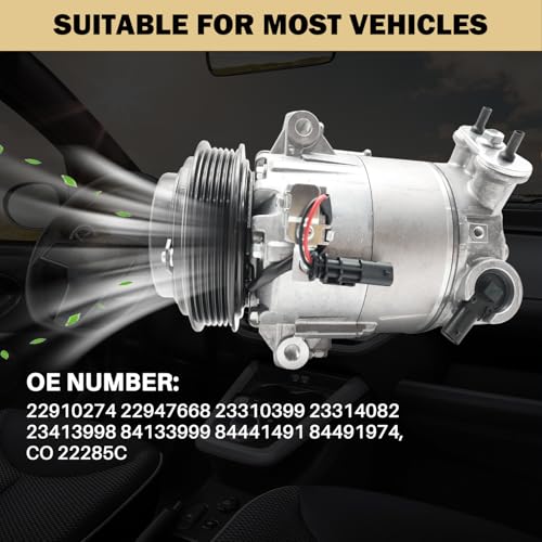 Aspligo Air Conditioner AC Compressor Fits for Chevrolet Malibu Impala Malibu Limited 2.0L 2.5L 2013-2018, for Buick Regal 2.0L 2.4L 2014-2017, with A/C Clutch, Replaces 22910274, 22947668 - Image 5